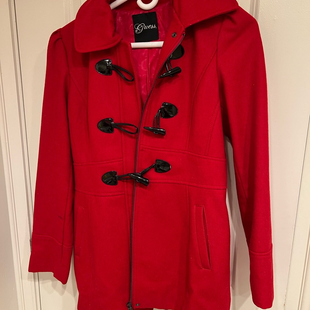 Guess Women's Vibrant Red Toggle Trench Coat